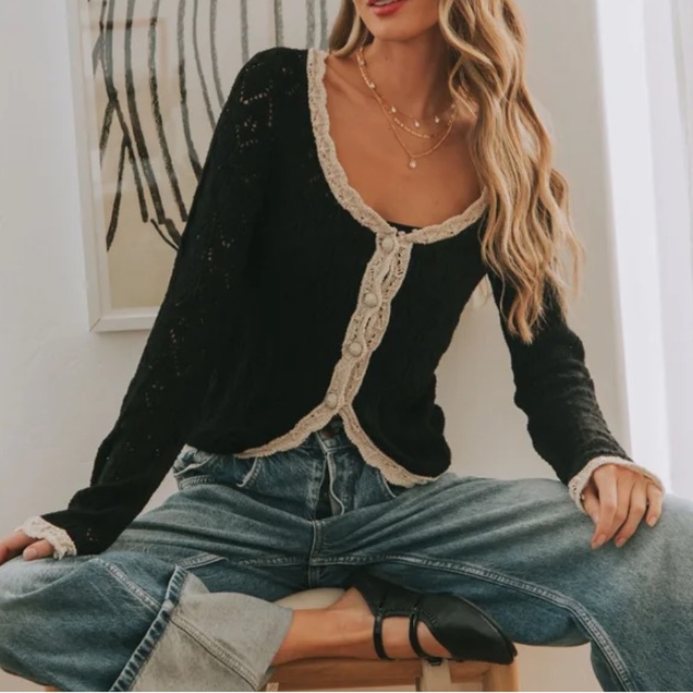 Free People Black cardigan